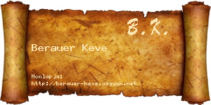 Berauer Keve névjegykártya